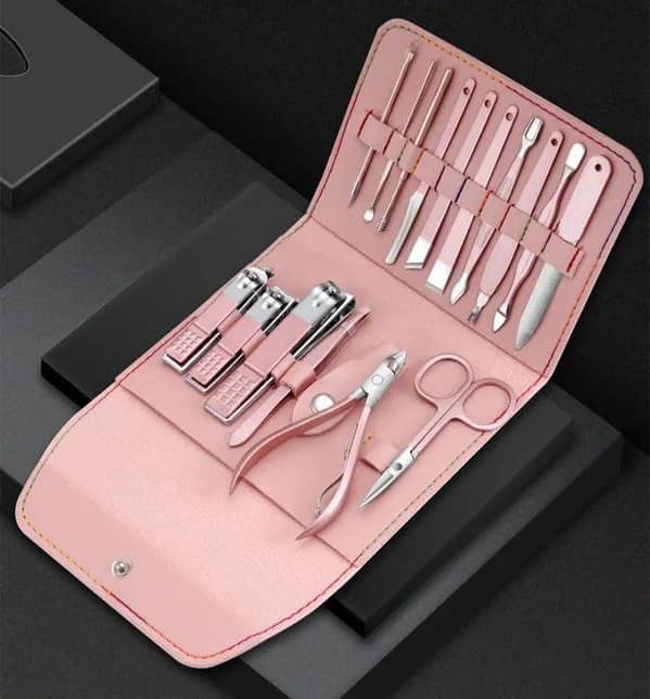 16-in-1 Stainless Steel Nail Cutter Set with Folding Transport Bag – Manicure Scissors Kit