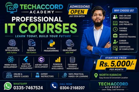 Professional IT Courses in North Karachi | AI, Python, Flutter, MERN