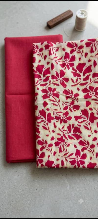 Elegant Floral Printed 2-Piece Unstitched Suit by Q H QHFM