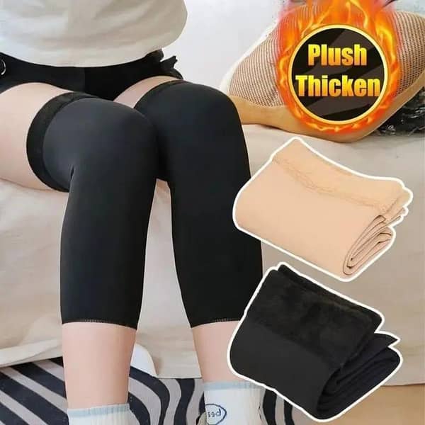 Men and Women Cold-Proof Plush Socks and Knee Pads: Non-Slip Joint Support for Outdoor Sports