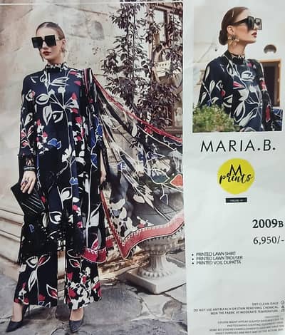 Maria B Inspired Black Floral Printed 3 Piece Lawn Suit
