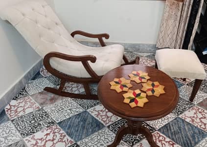 Split Swing Chair with Round Table & Footrest