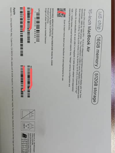 Macbook Air M5 15", 16/512, 20 Days Used, Full Neat and Clean.