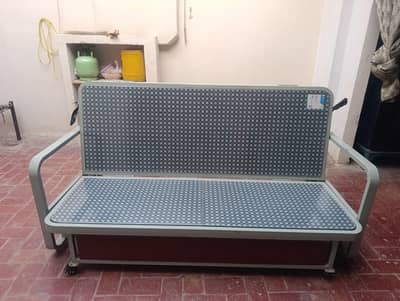 Modern Iron Sofa Bed with Wooden Top & Velvet Poshish