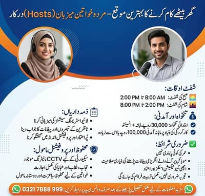 Host Required (Naqab/Hijab Allowed) || Male & Female || Remote Job