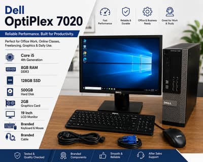 Dell OptiPlex 7020 Desktop 2GB Gaphics Card 8/128 SSD 500GB Hard Drive