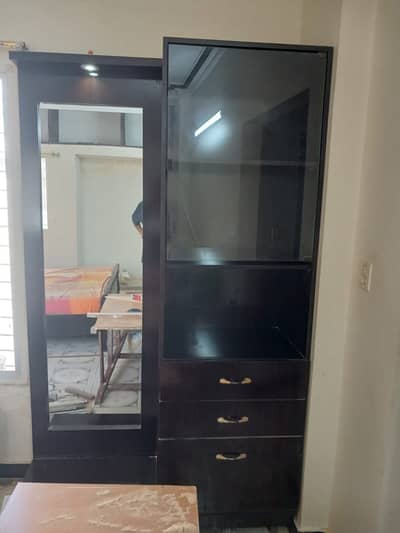 Wooden Dressing Table with Mirror & Storage