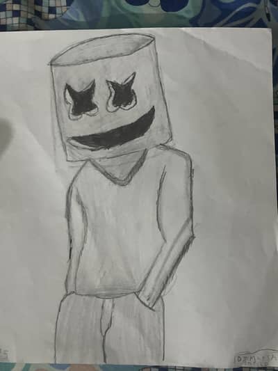 Handmade dj marshmallow pencil sketch