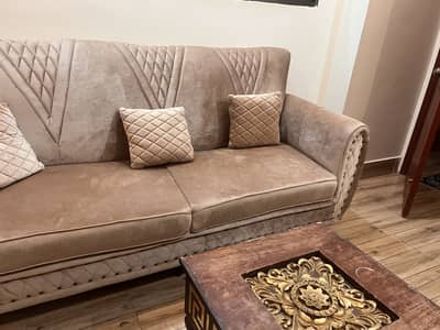 Seven seater velvet sofa set in good condition