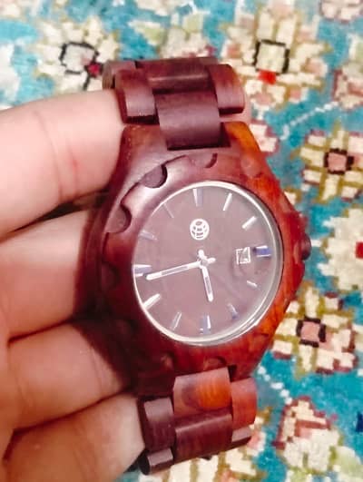 Earth Wood Gila Bracelet Watch w/Magnified Date