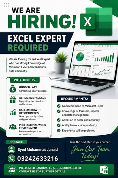  Job Opportunity – Excel Expert Required