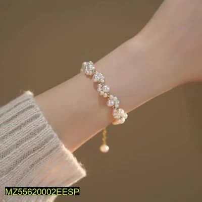 Pearl Cat Paw Bracelet for Women Girls Stainless Steel