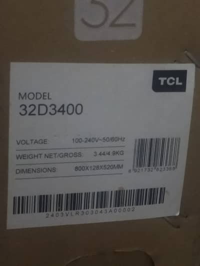 TCL LED FHD 32" Inches (only once used)