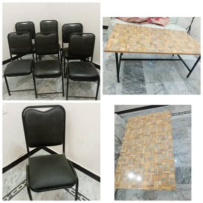 Iron frame Chairs and Table for sale.