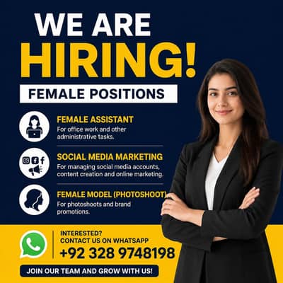 Female Staff Required Urgent | Office Assistant | social media manager