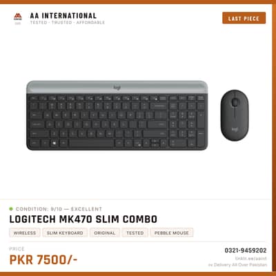 Logitech MK470 Slim Wireless Keyboard and Mouse Combo Modern Compact