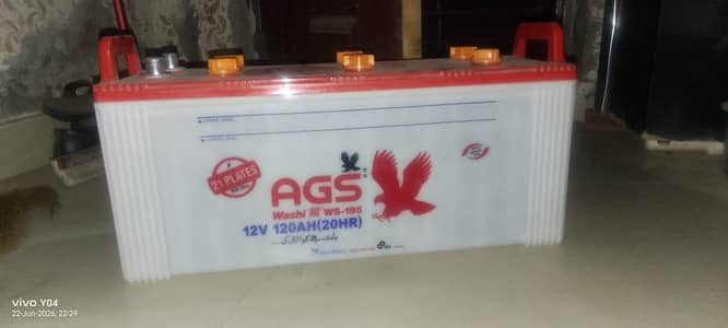 AGS Washi WS-195 12V 120Ah UPS Battery – Sirf 2 to Mahinay Used