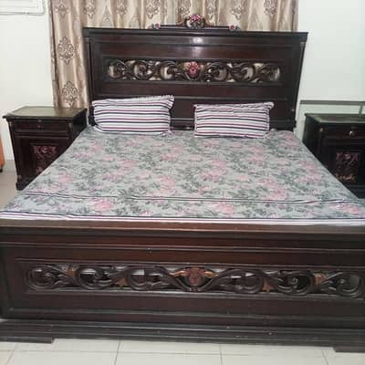 A wooden bed