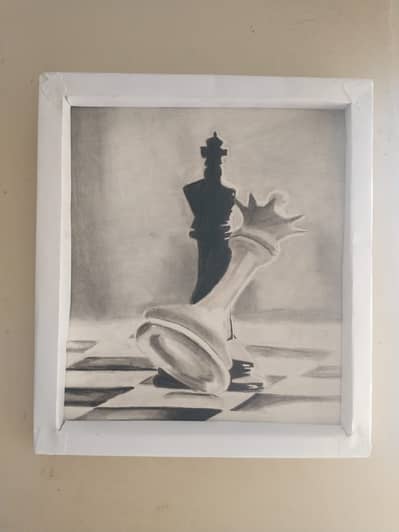 The Fall of the Queen – Charcoal Chess Art
