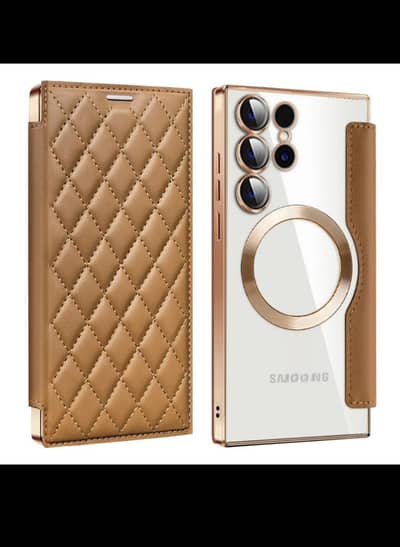 luxury premium MagSafe  Leather flip case for Samsung Galaxy S23 Ultra
