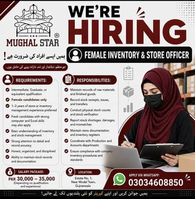 Female Inventory & store officer require