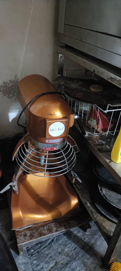 dough mixer and tables and chairs
