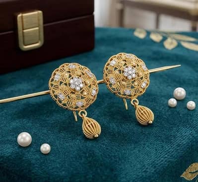 Golden plated fancy earrings