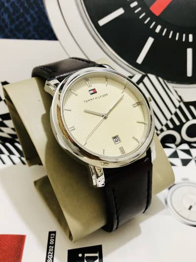 HILFIGER-NEW & ORIGINAL WATCH-LEATHER STRAP-SEIKO CITIZEN CASIO ARMANI