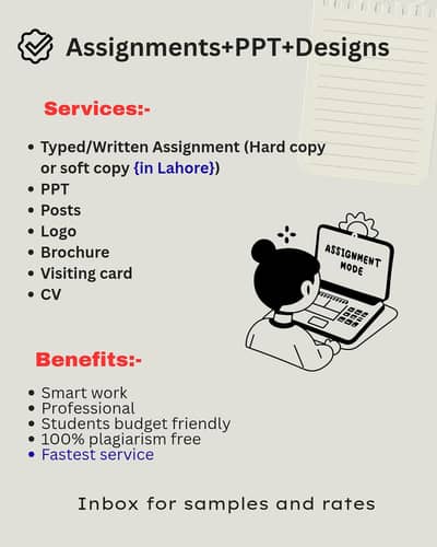 Assignments + PPT + Canva - 1 Ghante Delivery - Lahore