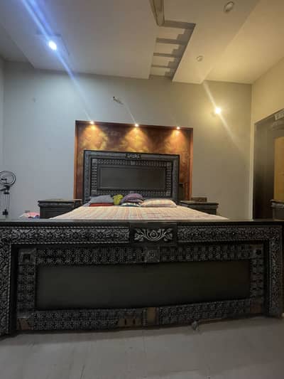 Lakri Ka Bed Set With Dressing Table - Black Color