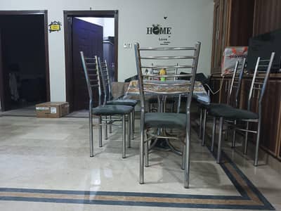 Glass Dining Table with 6 seats for sale