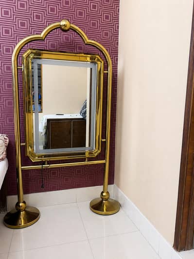 Luxury Gold Brass Standing Mirror (Imported from Kuwait)