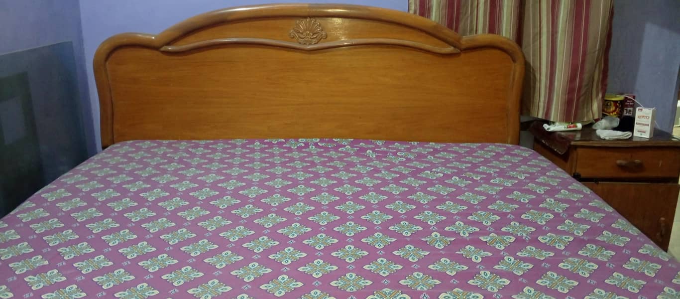 Solid Wooden Double Bed – Good Condition | Strong & Durable 1
