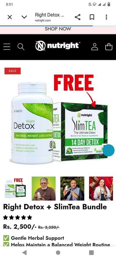 Complete sealed set for sale.  Box + Right Detox 60 Tablets + SlimTea