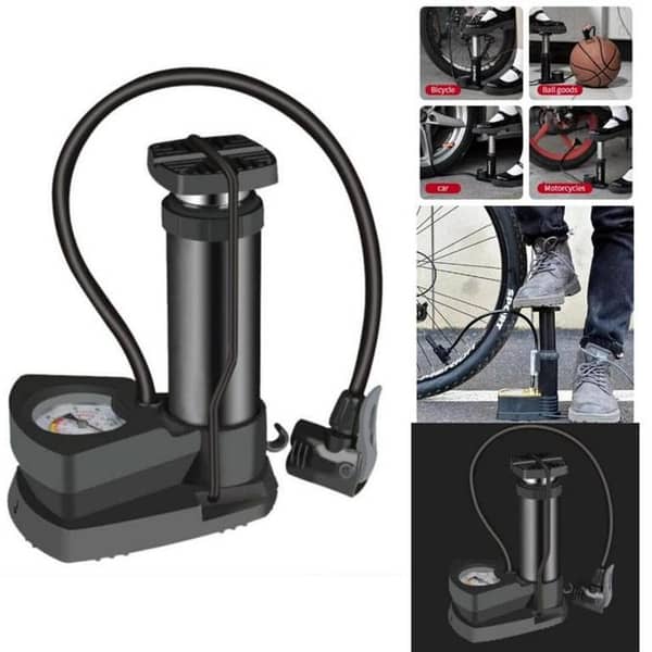 Gauge PUMP Original Portable Mini Foot Air Pump with Pressure Gauge for Car, Bike, Bicycle, Football, and Inflatables Cycle Pumps - High Pressure Tyre Inflator