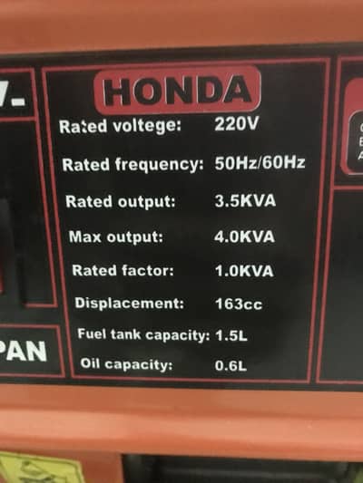 Honda generator 4kva, import from Kuwait
