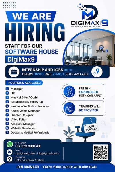 Urgent Hiring - Multiple positions at software House Remote and onsite