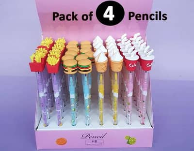 Cute Fast Food Theme Bullet Pencils Set for Kids (Pack of 4)