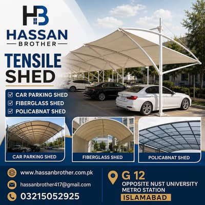 Parking sheds Tensile/Fiberglass/acrylic/Policabnat/sheds 50% discount