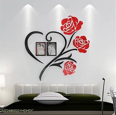 Modern Rose Wall Art Red Black Heard design For Home Decor