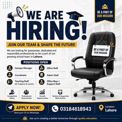 School staff required in Lahore