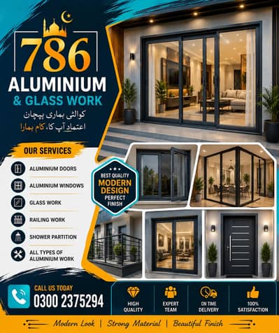 786 Aluminium Windows & Sliding Doors Work Premium Glass Work Karachi