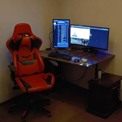 full set up available  Desktop table chair monitor
