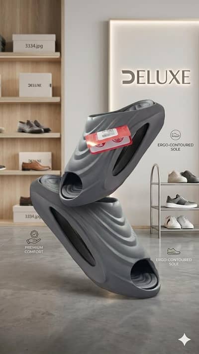 Deluxe Premium Comfort Casual Grey Slides (Simple aur catchy)