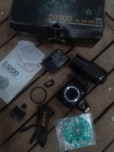 nikon d3200 with big lense photo plus video full hd mic option