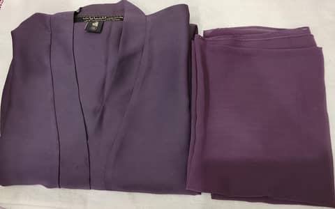 Elegant Purple Abaya with matching Staller