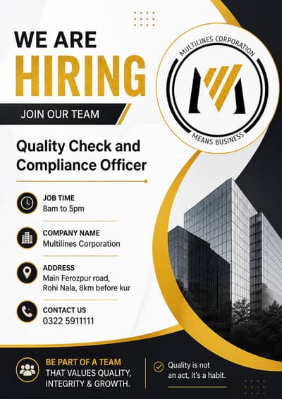 Quality Check & Compliance Officer Required | Male Jobs | Jobs