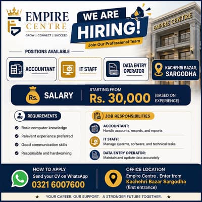 Accountant / IT / Data Entry Operator Required – Sargodha