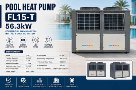 Commercial Swimming Pool Heat Pump FL15-T 56.3kW | Imported Pool Heat