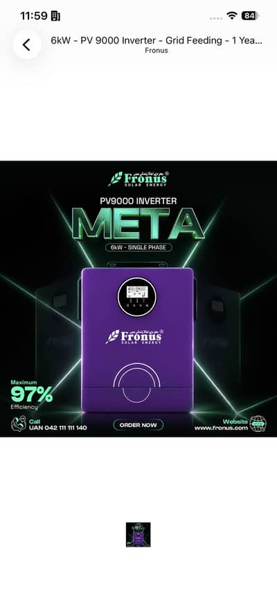 Fronus meta 6kw pv9000